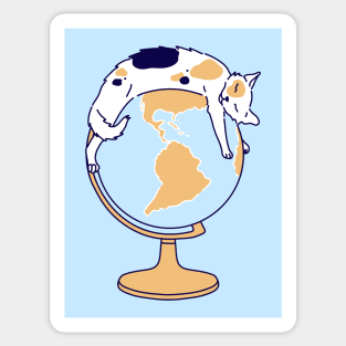 Cat and Globe Sticker